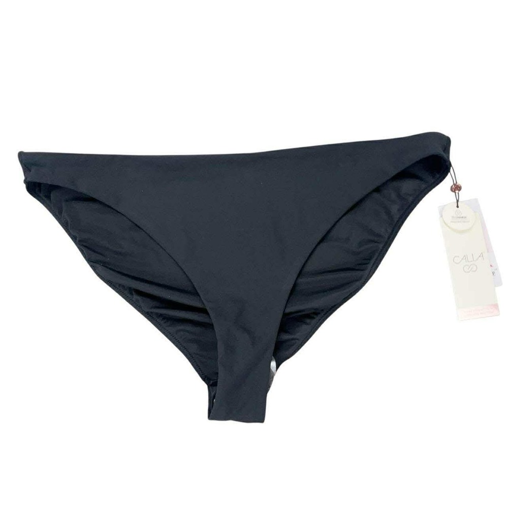 Calla Swim Low Rise Bikini Bottom Cheekiest XL Pure Black NWT Lycra Xtra Life